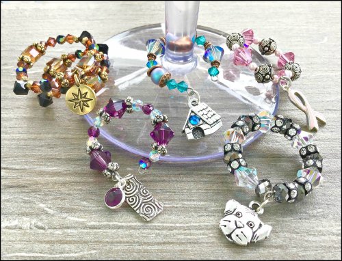 Kristal Wick's Memory Wire Wine Charms - , Hair Accessories, Zipper Pulls, Christmas Ornaments, Loops, Wire Loop, Wrapped Wire Loop, wine charms